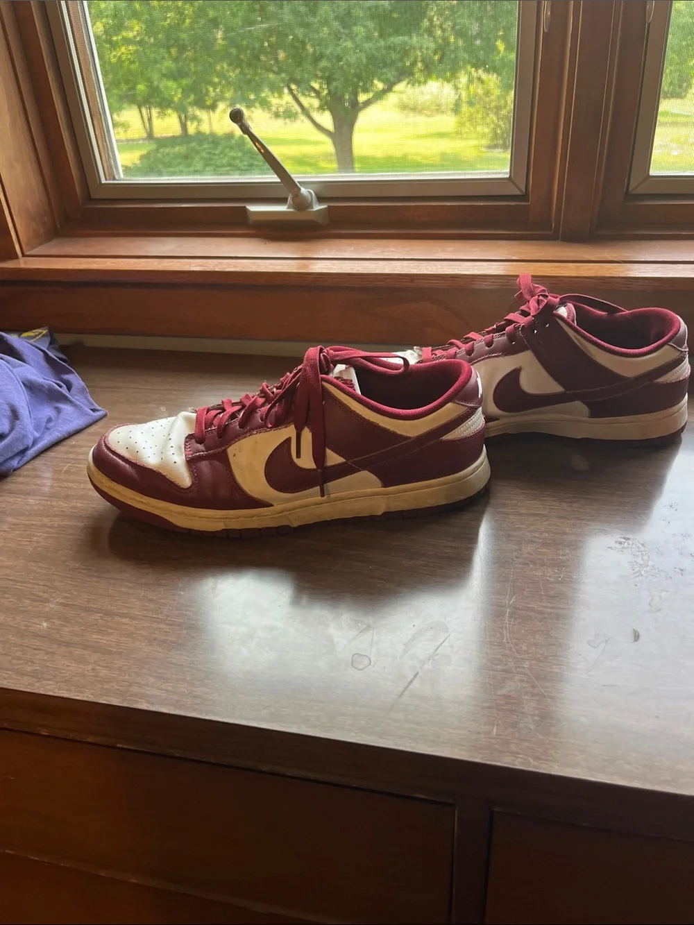 Men’s Burgundy and White Athletic Sneakers